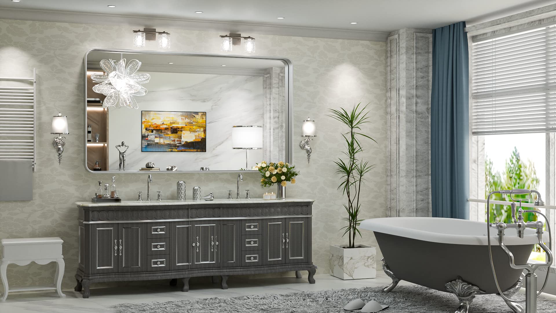 Amazon.com: TokeShimi 55 x 36 Inch Brushed Silver Mirror